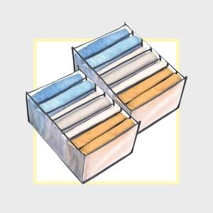 Two Pack Extra Large 7 Compartment Foldable Storage Box Black